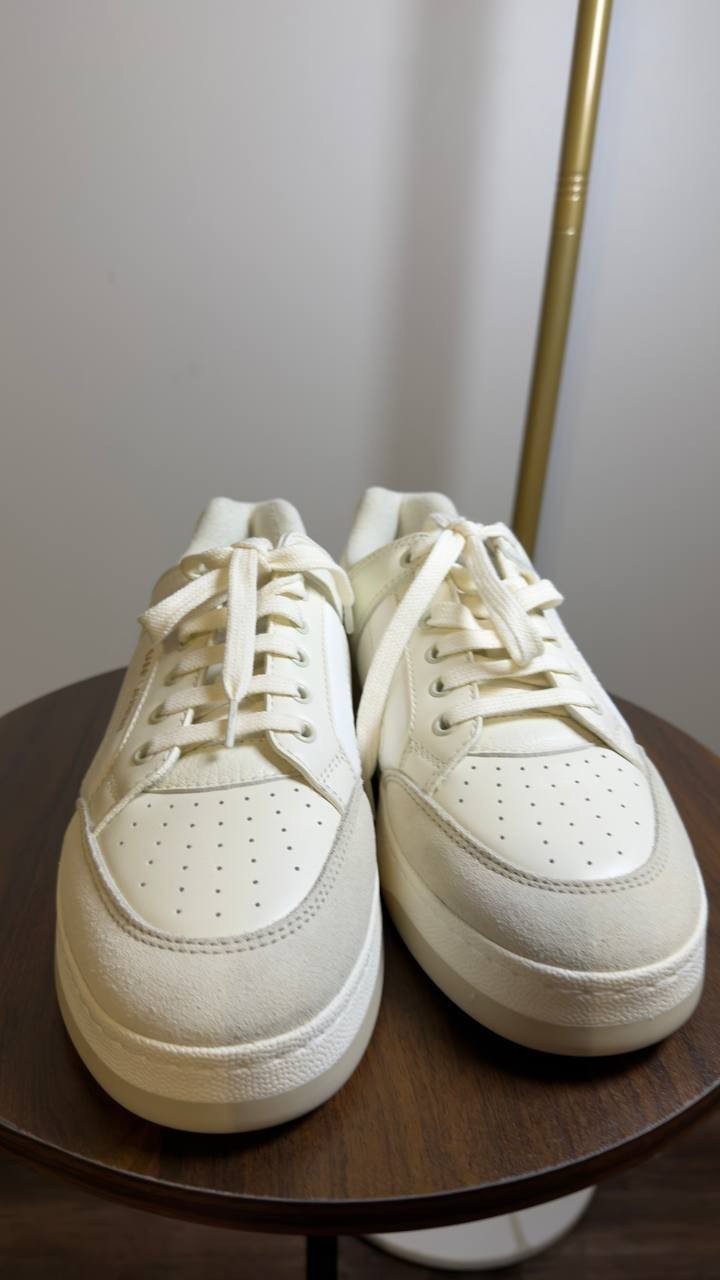 Saint  Laurent  Leather  Sneakers  Black Optic/Coffee White  Size  41  New  $875