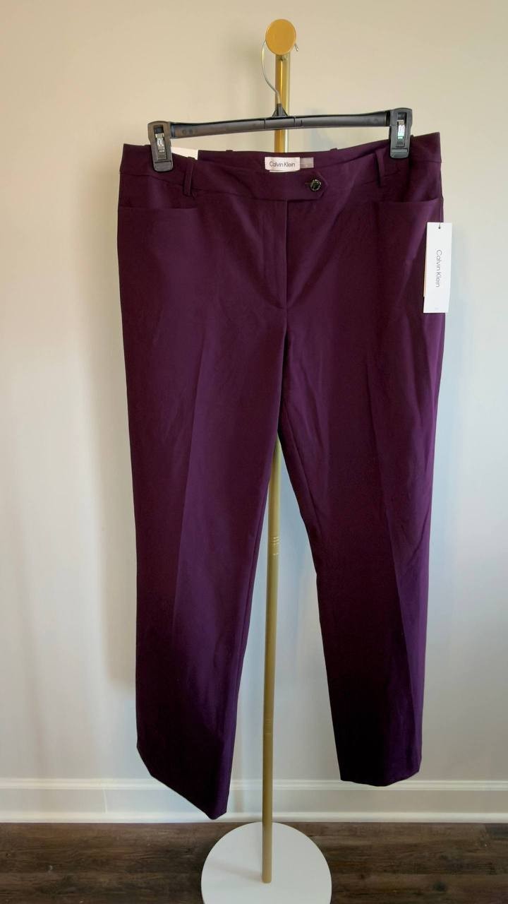 Calvin Klein Modern Fit High‑Rise Pants Purple 12 NWT $99