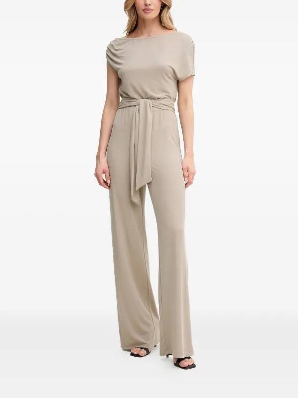 GUESS U Draped-Neckline Belted Jumpsuit Brown Size XL NWT $178 – Elegant Chic