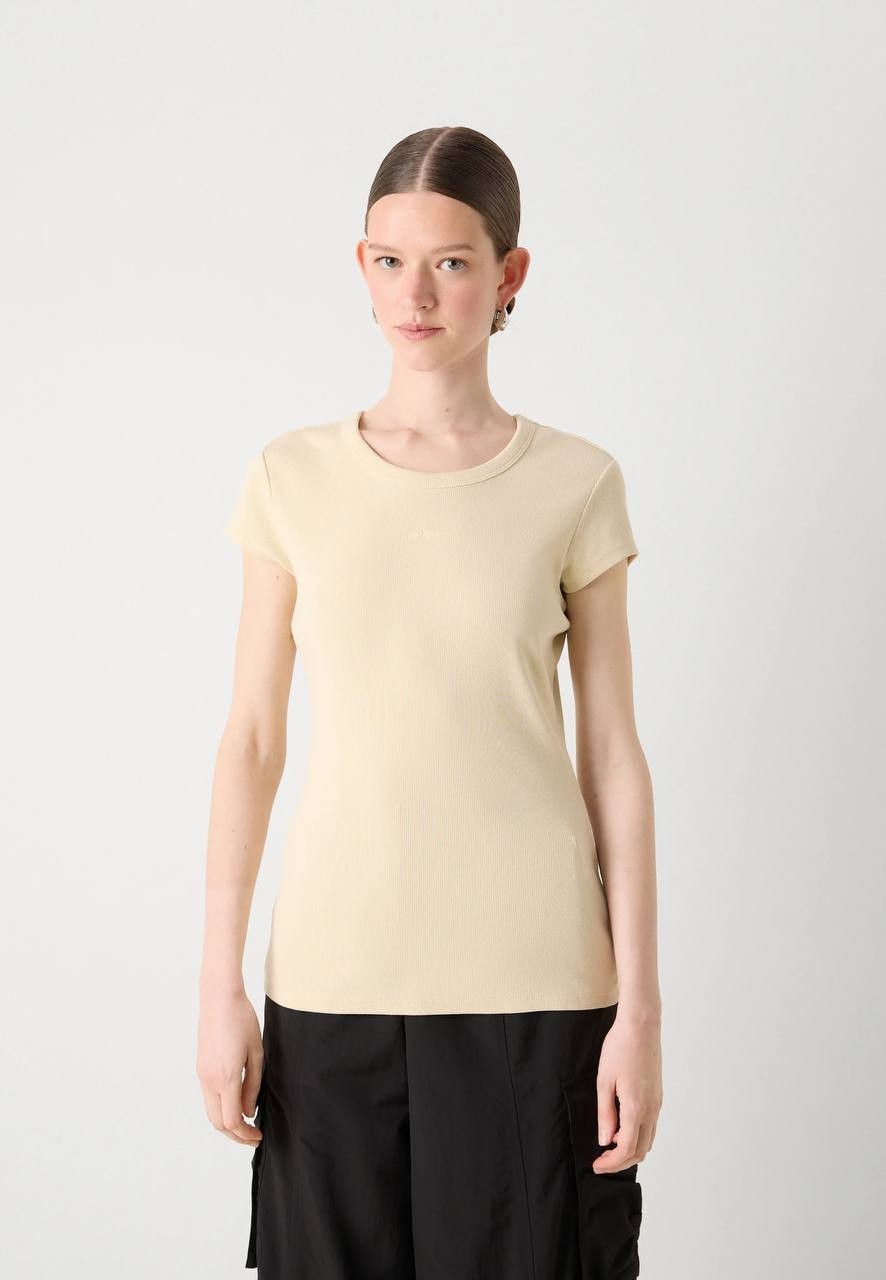BOSS Women’s ESIMA Print T-Shirt Open Beige S $68 NWT