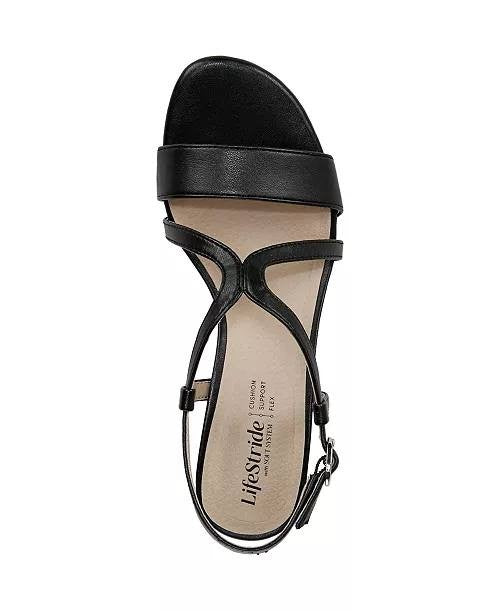 LifeStride Black Faux Leather Slingback Sandals 8.5W NIB $79.99
