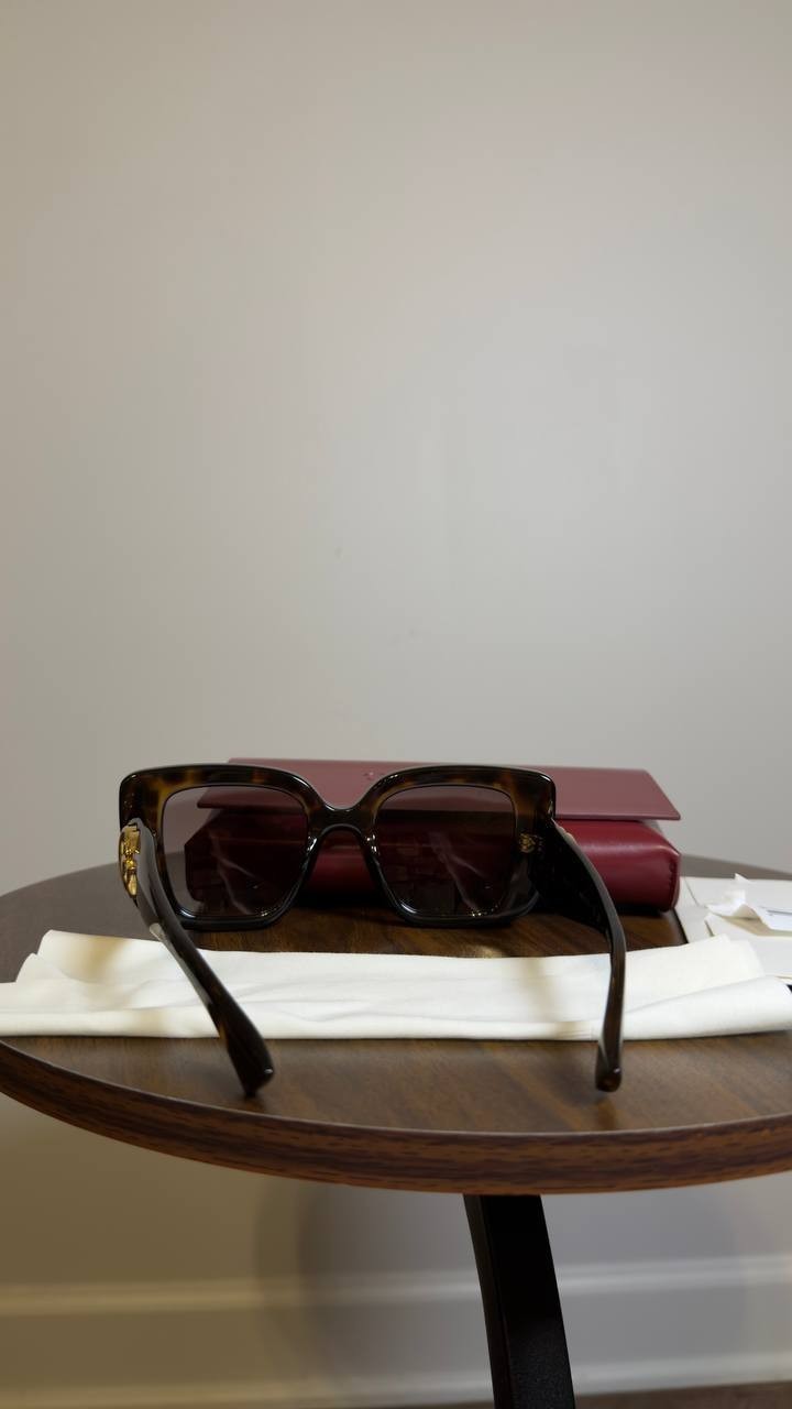 Gucci Rectangle Sunglasses Tortoise OS NWT $430.00