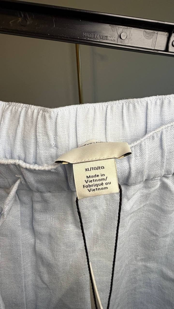 Calvin Klein Relaxed Linen Cotton Pants Plein Air XL NWT $149