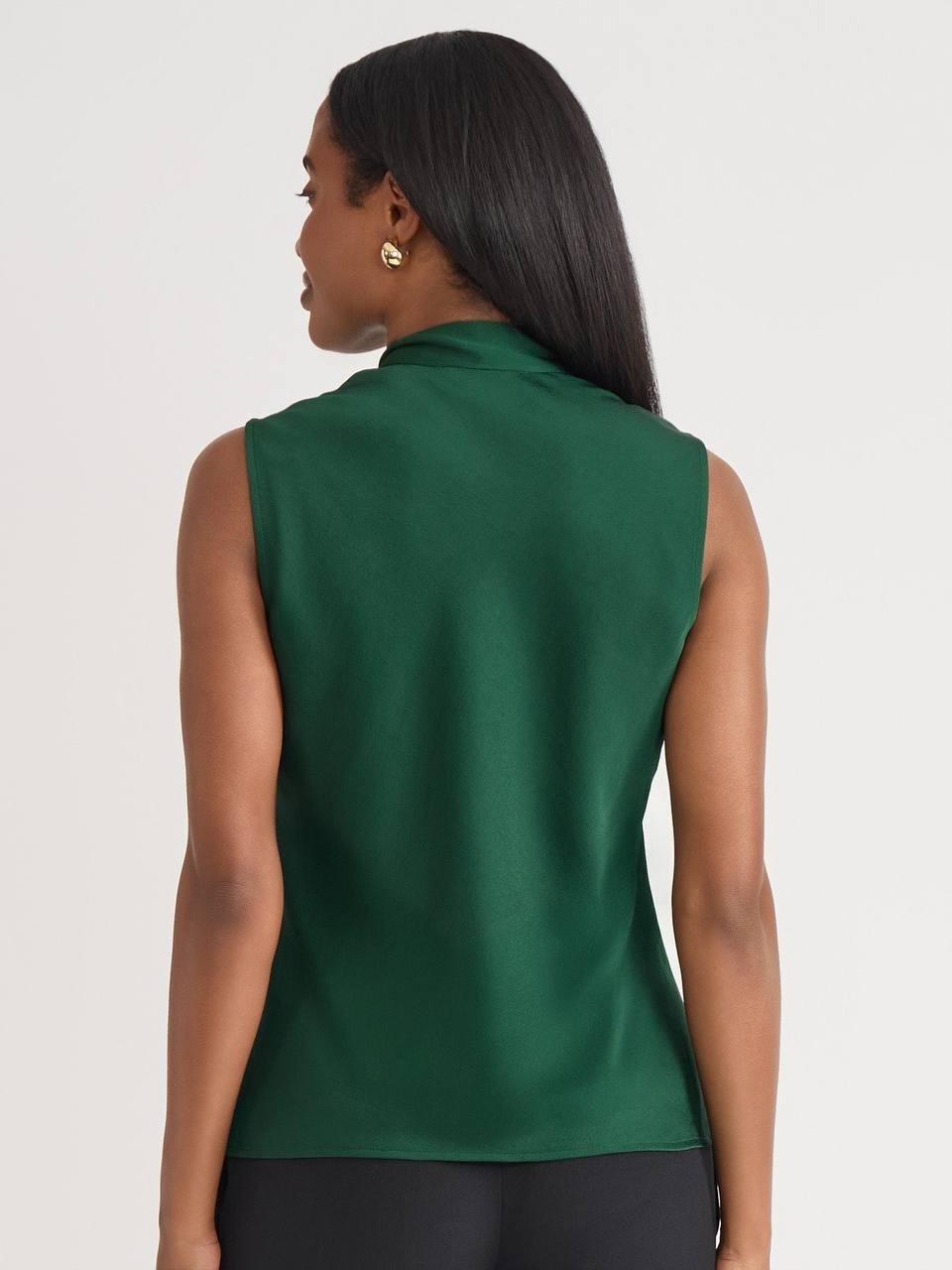 Kasper Tie‑Neck Sleeveless Blouse Evergreen Size 3X NWT MSRP$59
