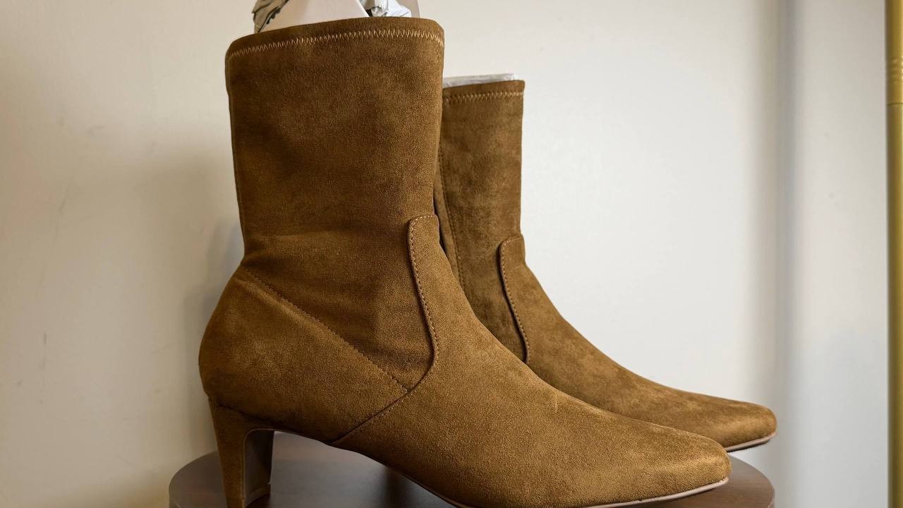 Anne Klein Dress Booties Walnut Man-Made Size 9M New in Box $119