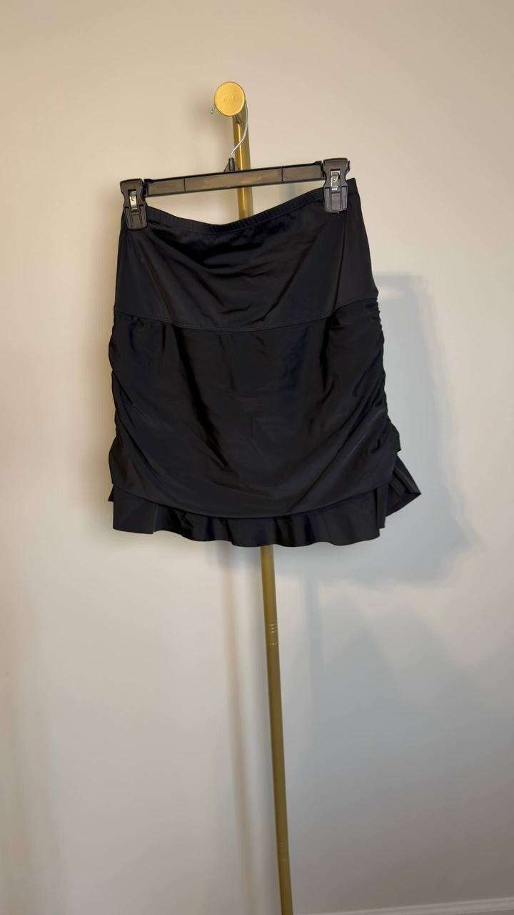 Island Escape La Palma High‑Waist Tummy Control Swim Skirt Black 10 NWOT $34.99