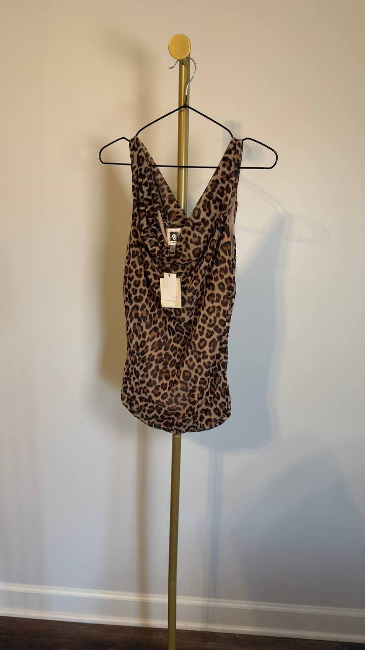 Anne Klein Camiseta Drapeada Animal Print S NWT $69