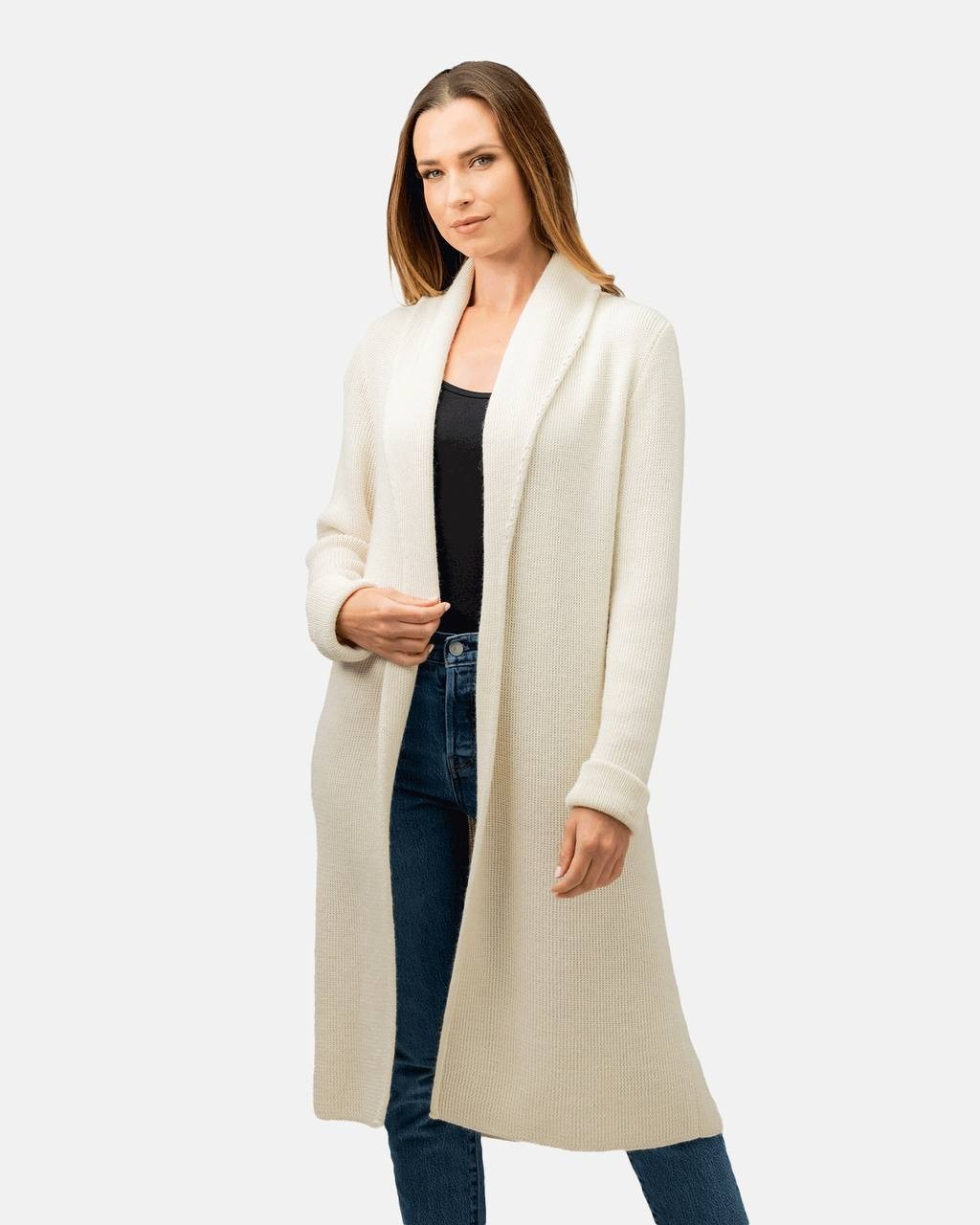 Simply Natural Nina Long Alpaca Cardigan Off White One Size NWT $360