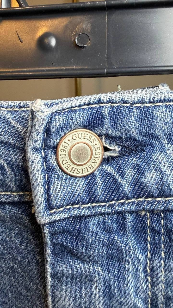 Guess Eco 80s Pedal Denim Shorts Blue 25 NWT $89