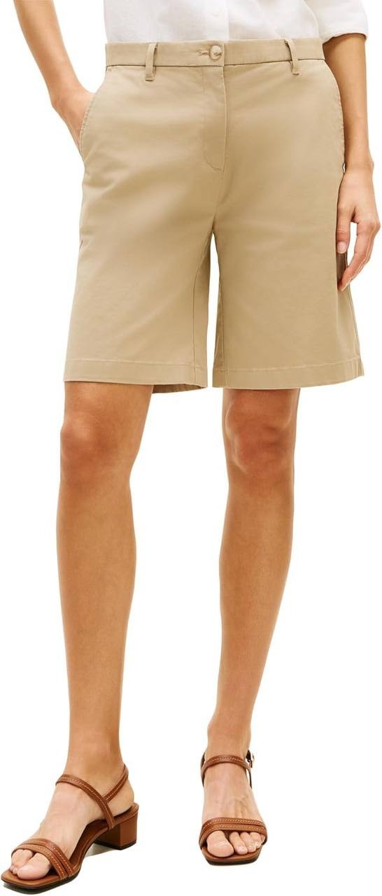 Tommy  Hilfiger  Women’s  Twill  Slim  Straight  Shorts  Beige  12  NWT  $59.50 
