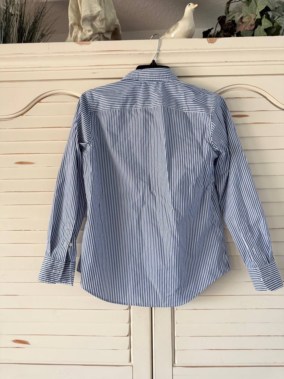 Ralph Lauren Shirt PS Blue White Stripe Button Front Long Sleeve Cotton Used