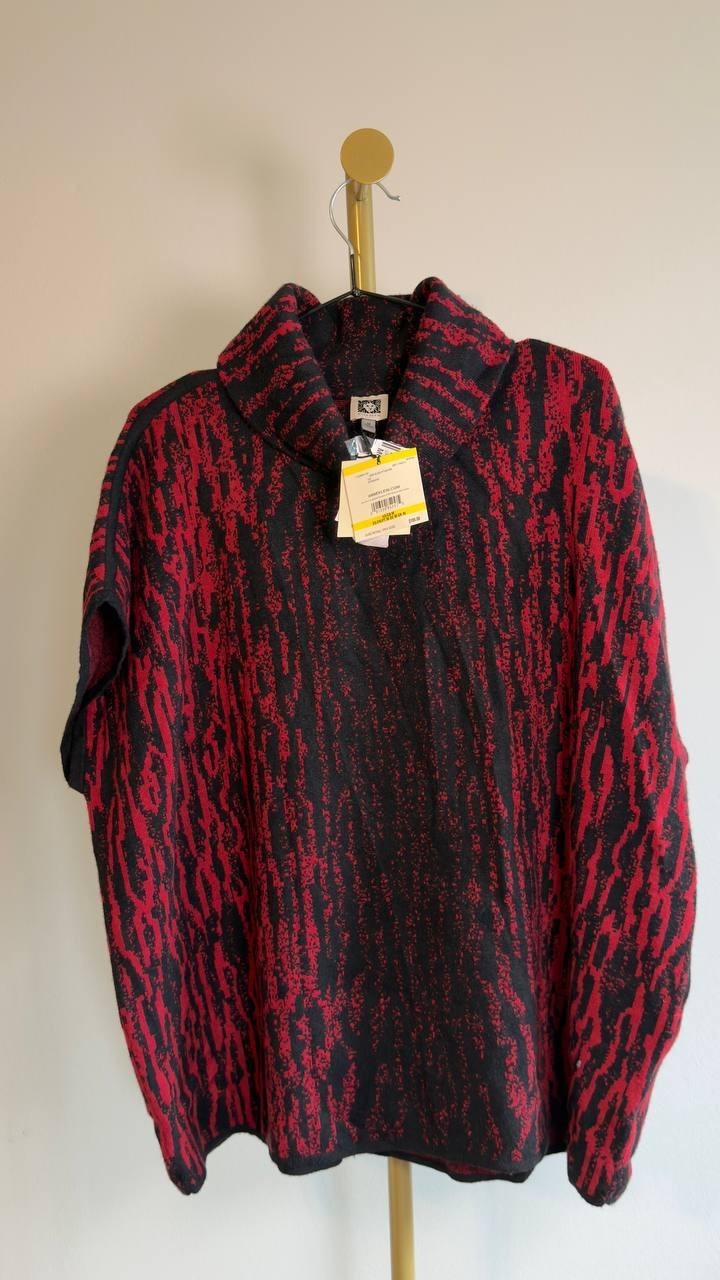 Anne Klein Luxe Animal Print Tunic Red M NWT $189