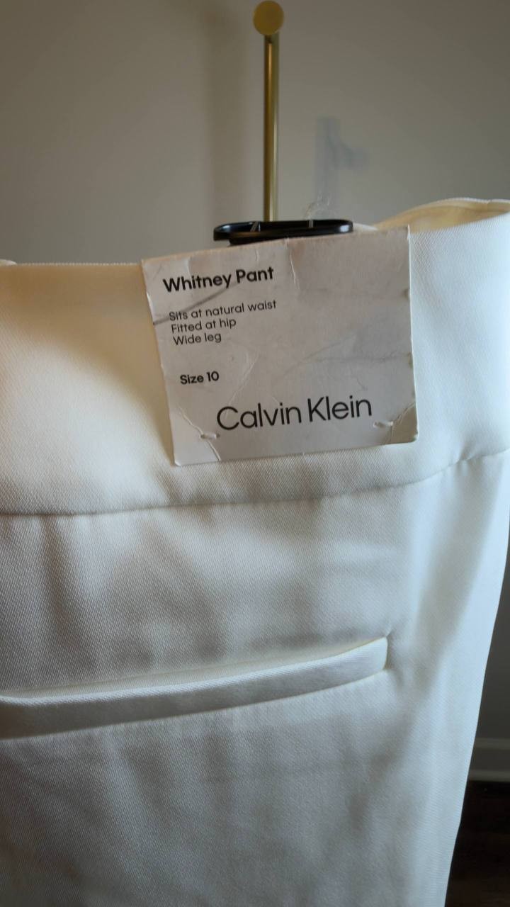Calvin Klein High‑Rise Wide‑Leg Pants White Size 10 NWT $109