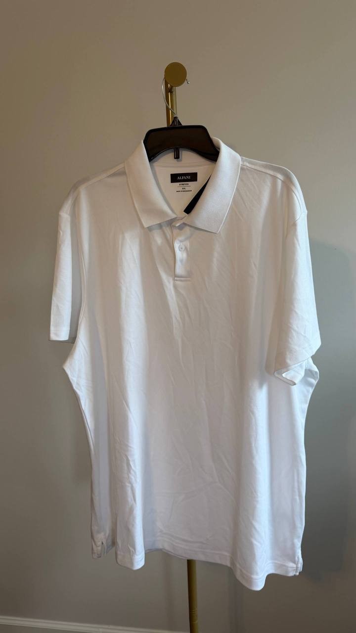 Alfani Men’s Regular‑Fit Mercerized Polo Shirt White XXL Cotton $60 NWT