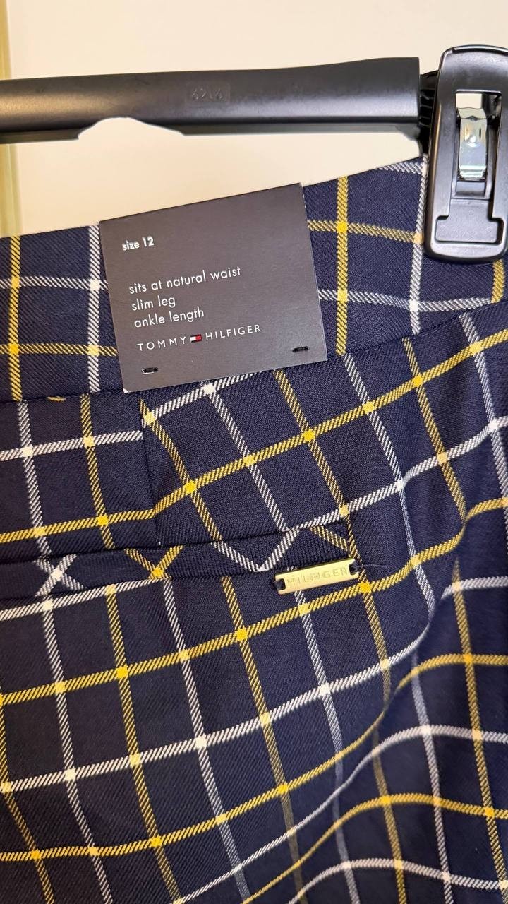 Tommy Hilfiger Women’s Plaid Slim-Fit Ankle Pants Midnight Multi 16 $109 NWT