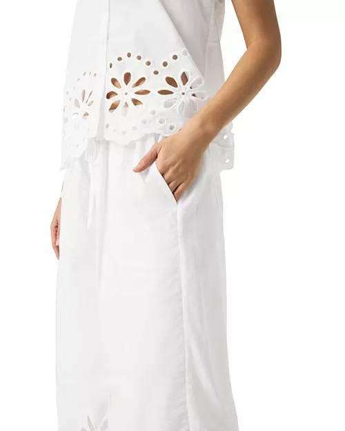 Splendid Emma Eyelet Cotton Pants White Size M - Relaxed Straight Fit