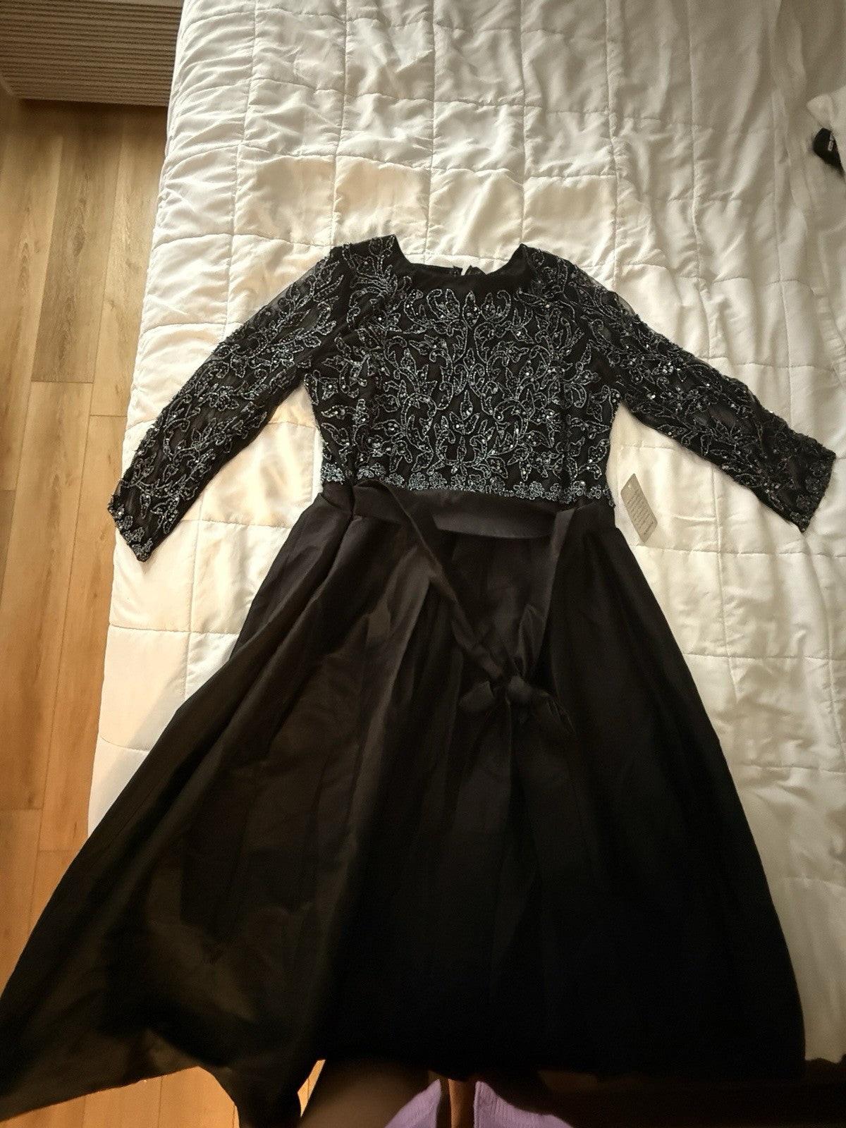 Pisarro Nights Black Maxi Dress Beaded Sleeveless Women 16 Zipper Damaged