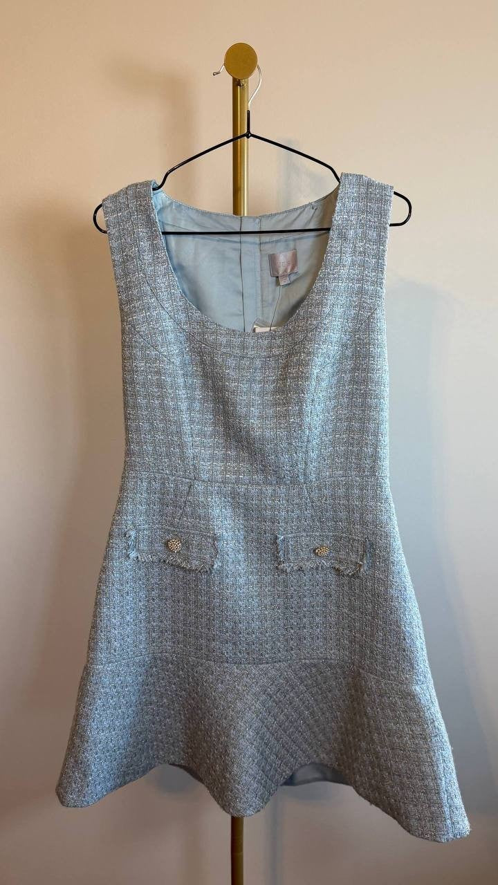 Guess Eco Daphnee Tweed Dress Blue Size M NWT $178
