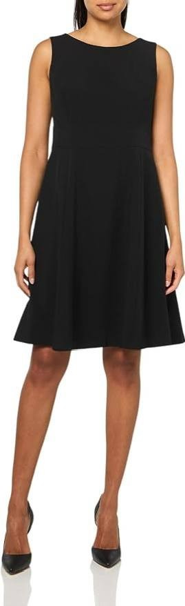 Le Suit Open Front Jacket & Sleeveless Flared Dress 2pc Set Black 14P NWT $330