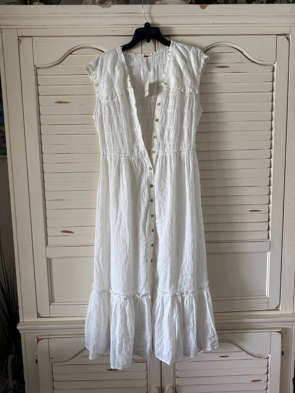 Free People Desert Dazed Midi Dress Clean Ivory S/P Petite - Boho V-Neck