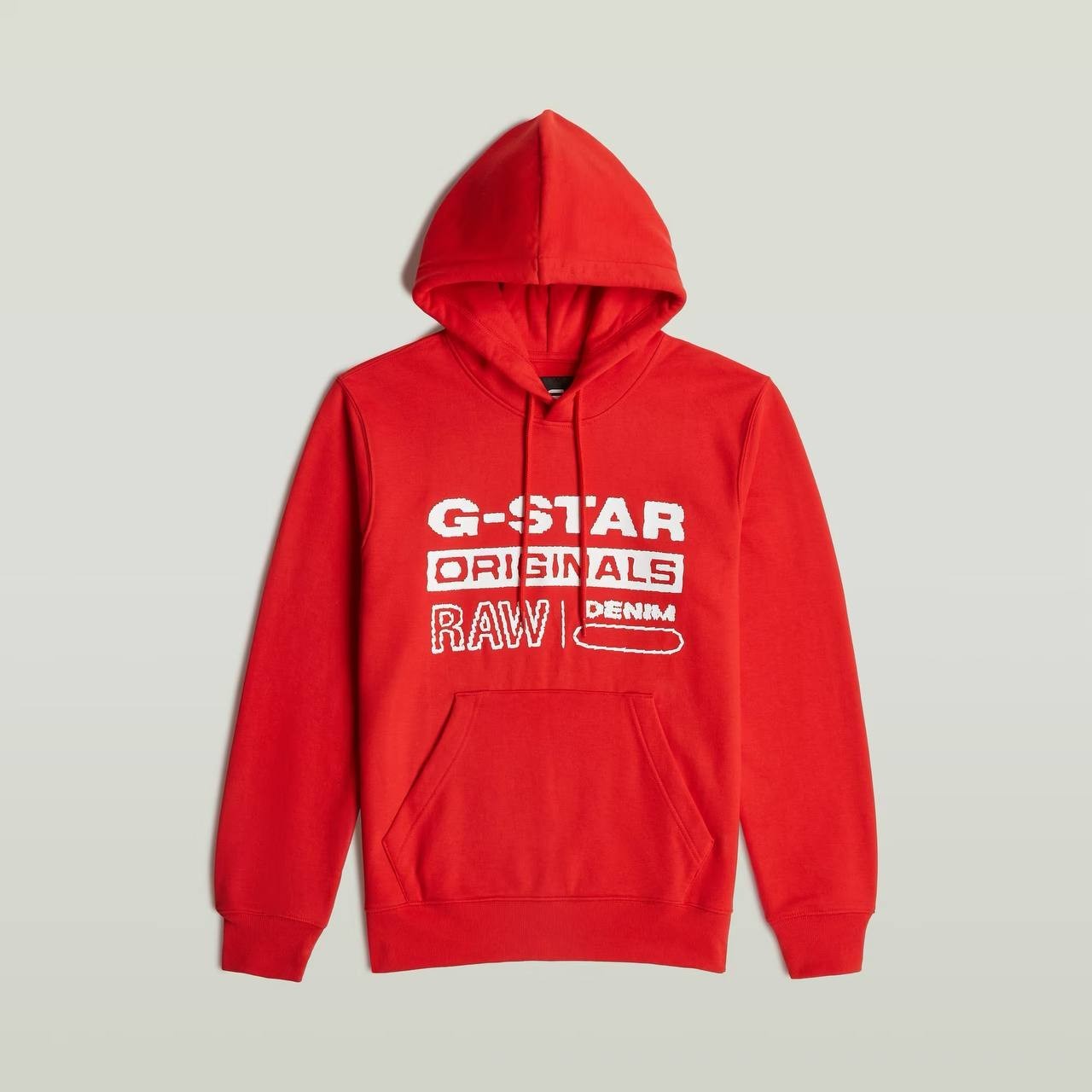 G‑Star RAW Men’s Distressed Originals Logo Fleece Hoodie Red L $140 NWT