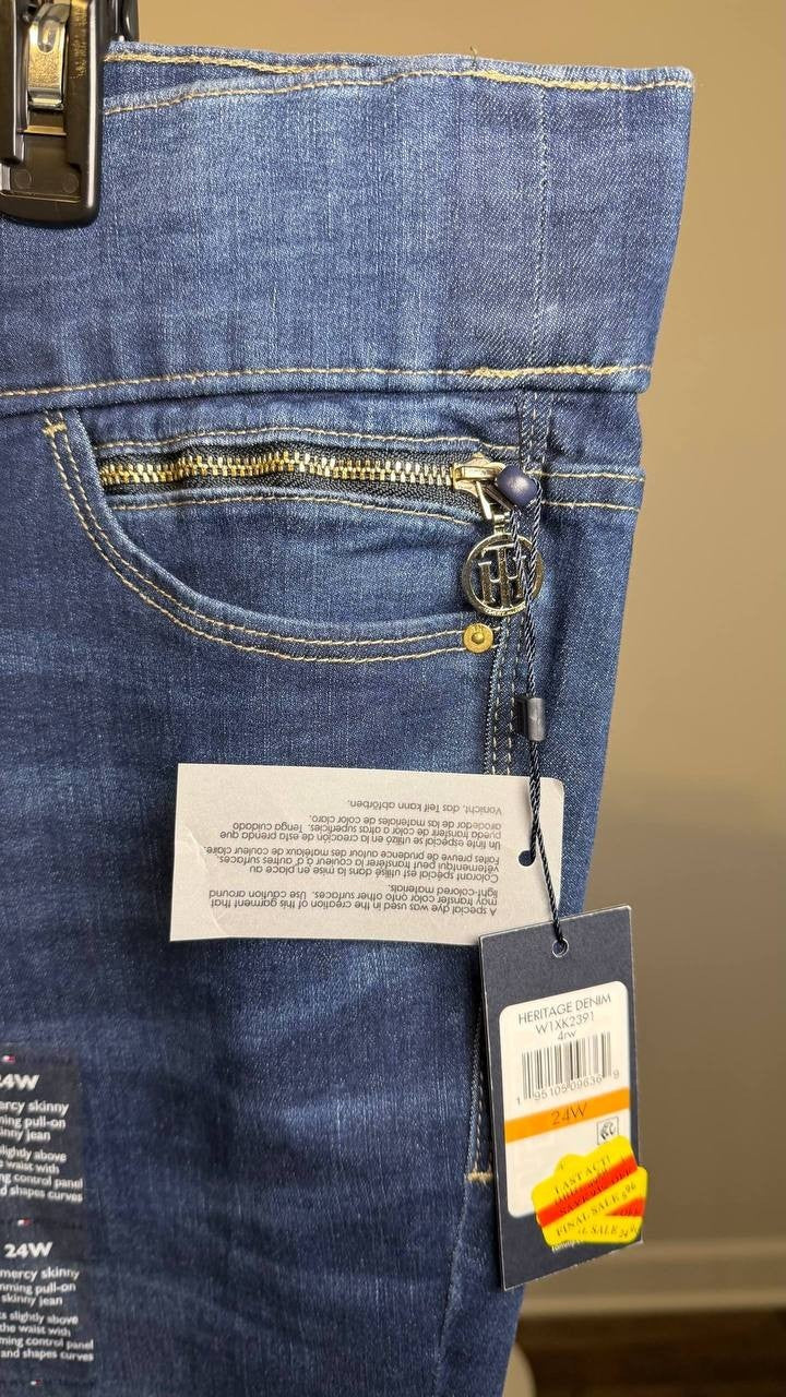 Tommy Hilfiger Plus TH Flex Gramercy Pull‑On Jeans Blue 24W NWT $89.50