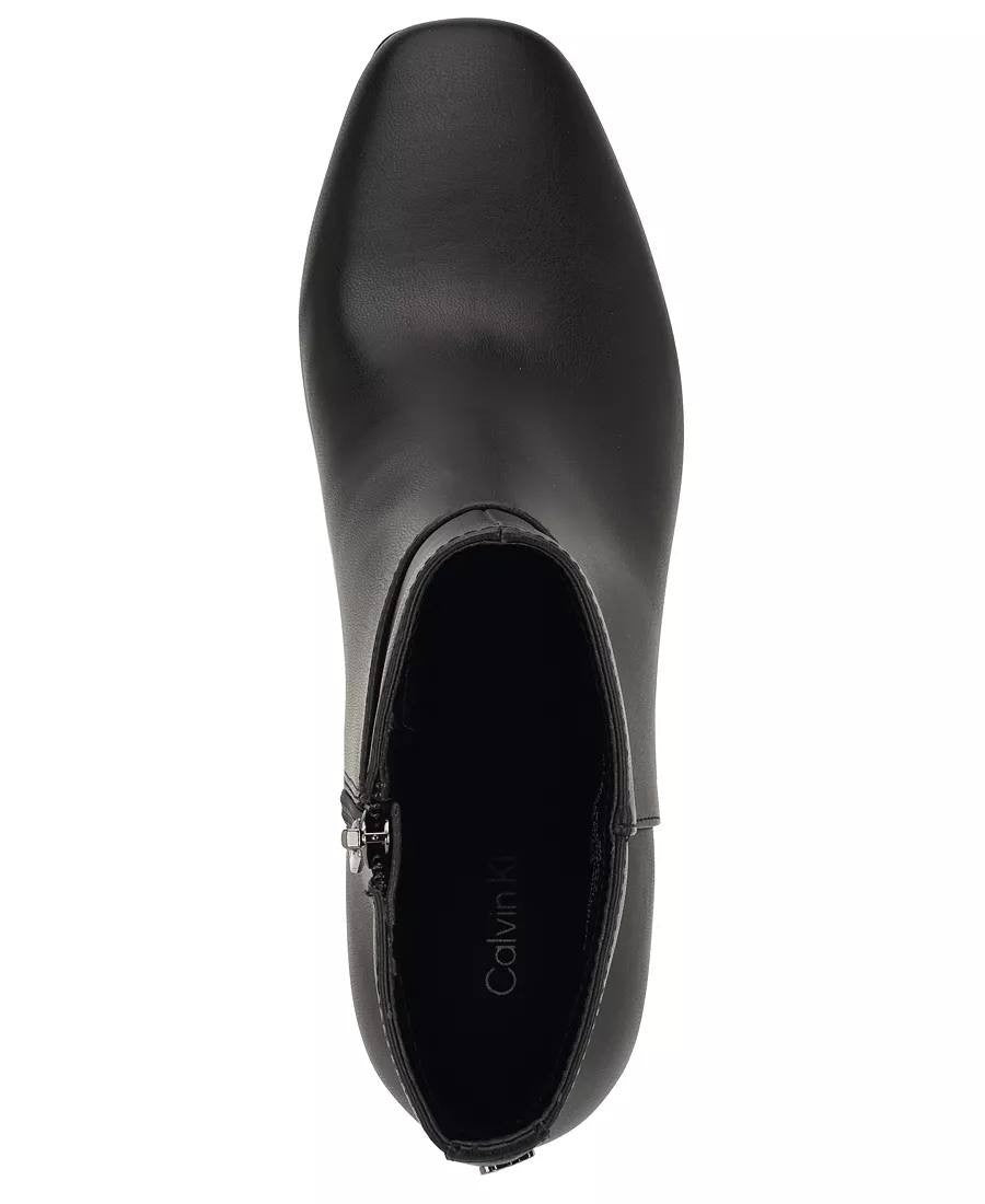 Calvin Klein Parry Booties 6M Black Man‑Made Square Toe Block Heel NIB msrp$129