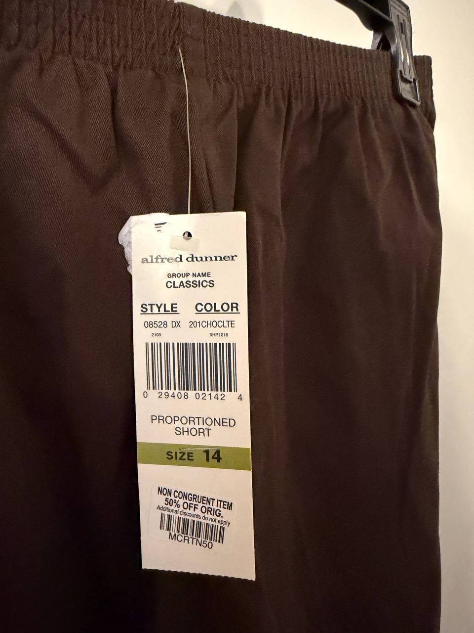 Alfred Dunner Classics Twill Pants Chocolate Size 14 NWT Comfort Fit msrp$44.50