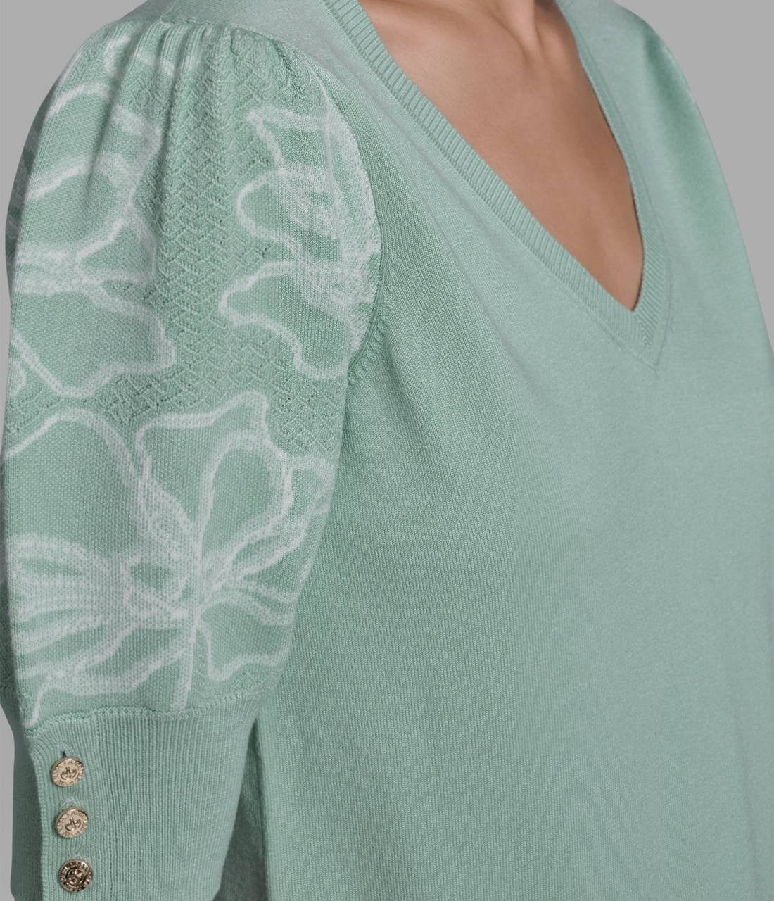Karl  Lagerfeld  Paris  Women’s  Floral   Sweater  Fresh  Mint  L  NWT  $89