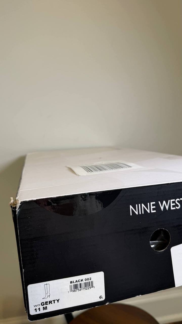Nine West High Boots 11M Black Leather New in Box MSRP $249