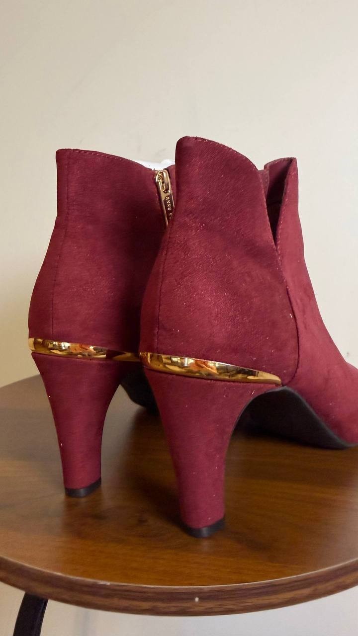 Anne Klein Annabelle Notch Ankle Dress Booties Burgundy 9M Heeled Booties NWB