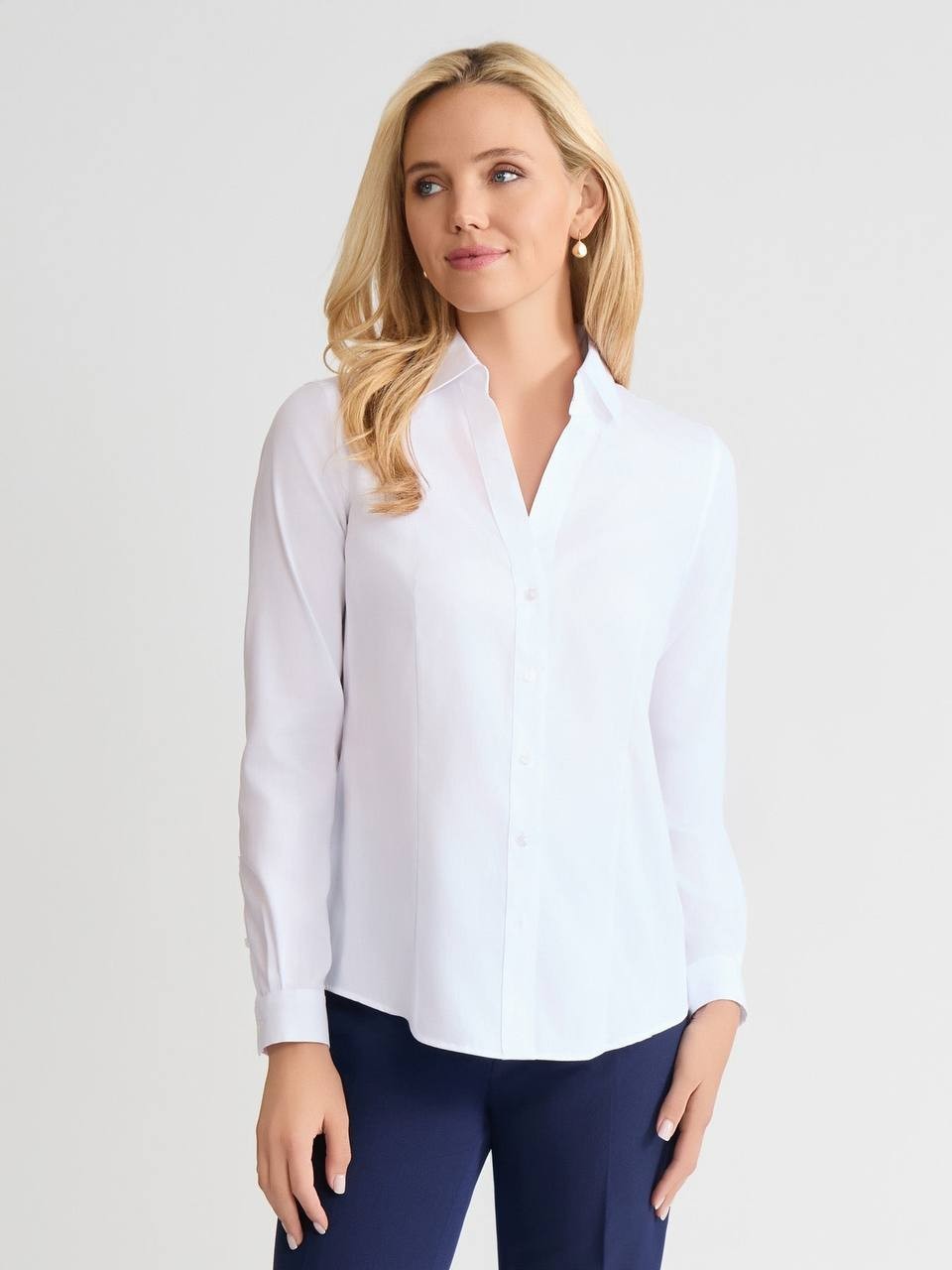 Jones New York Women’s Easy‑Care Button‑Up Shirt White PM NWT $79.50