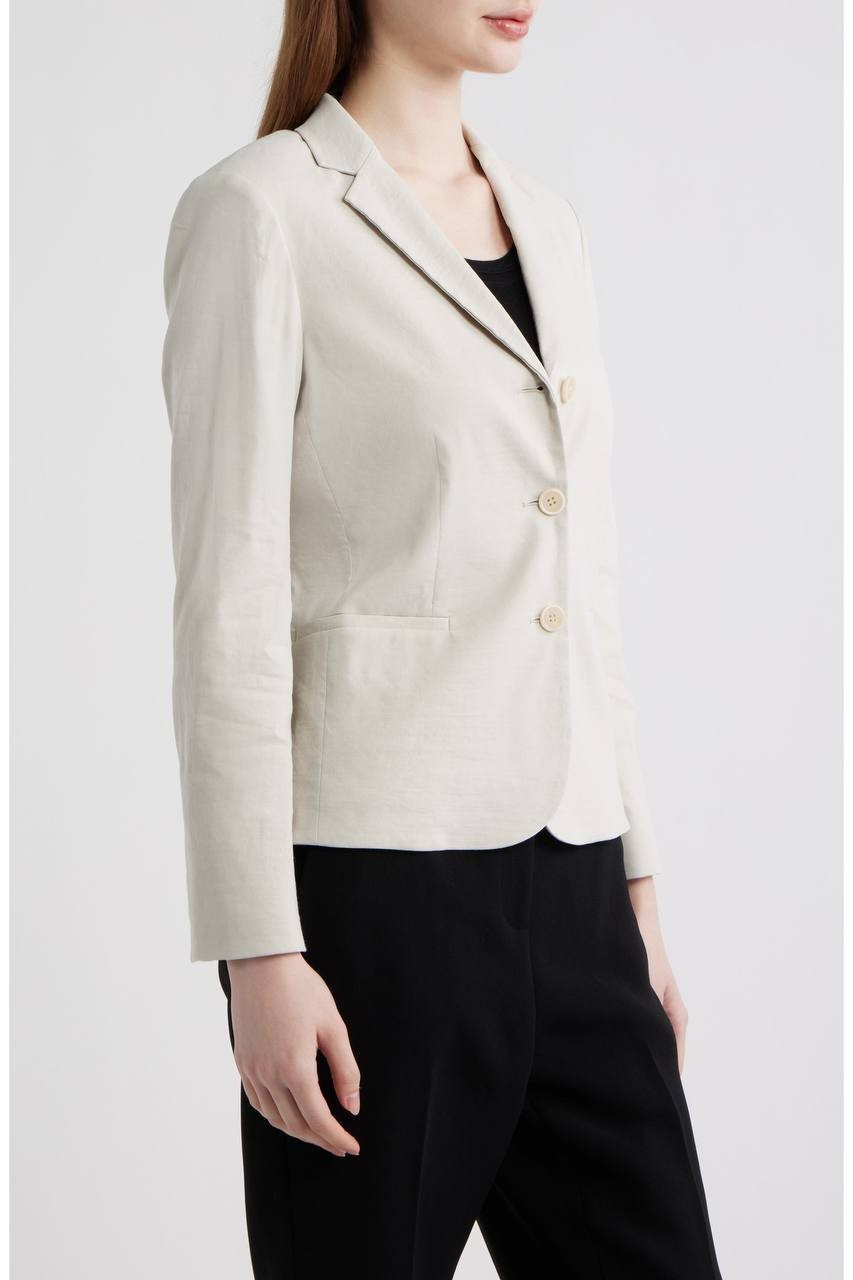 Theory Shrunken Linen Blend Jacket White Clay 12 NWT $465