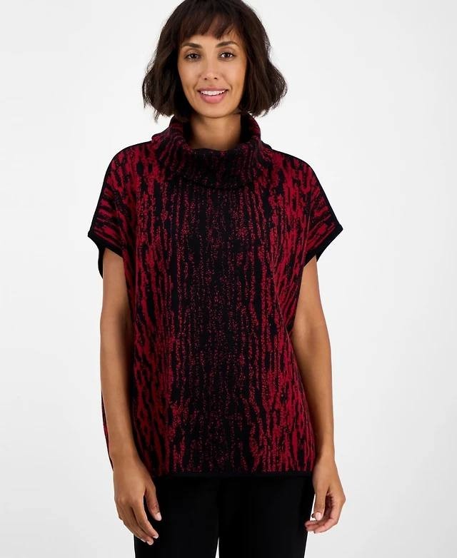 Anne Klein Luxe Animal Print Tunic Red M NWT $189