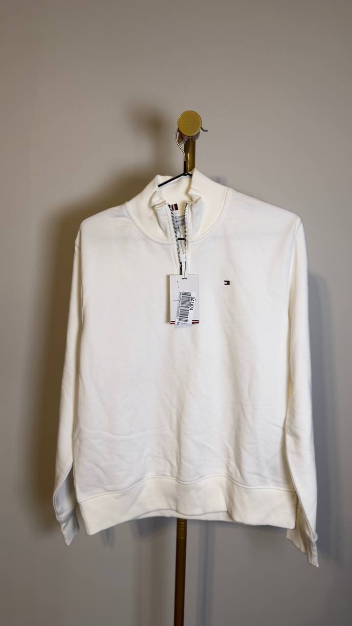 Tommy Hilfiger Women’s Half‑Zip Sweatshirt Ecru M NWT $79.50