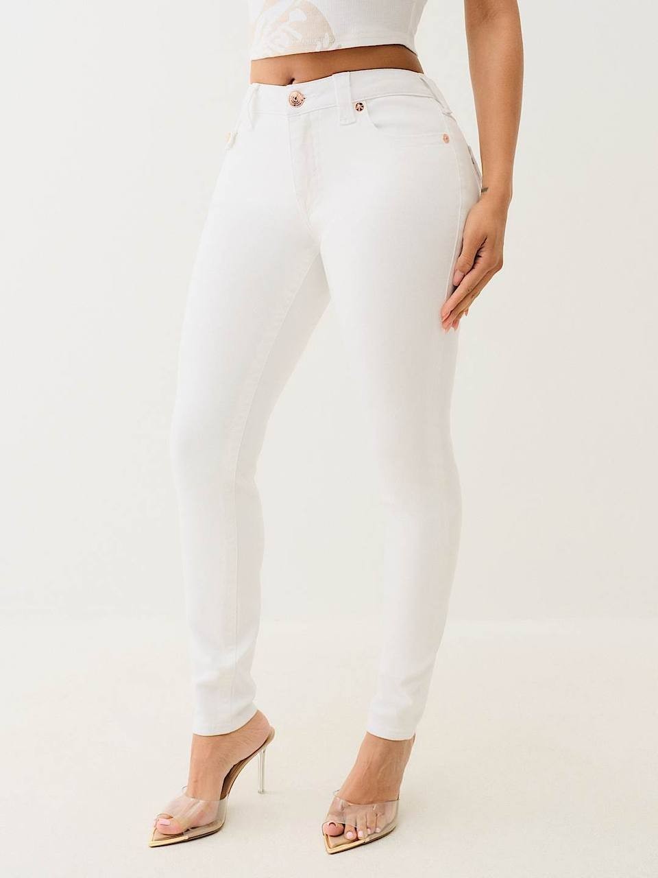 True Religion Jennie Mid Rise Curvy Skinny Jeans Optic White 24 NWT $159