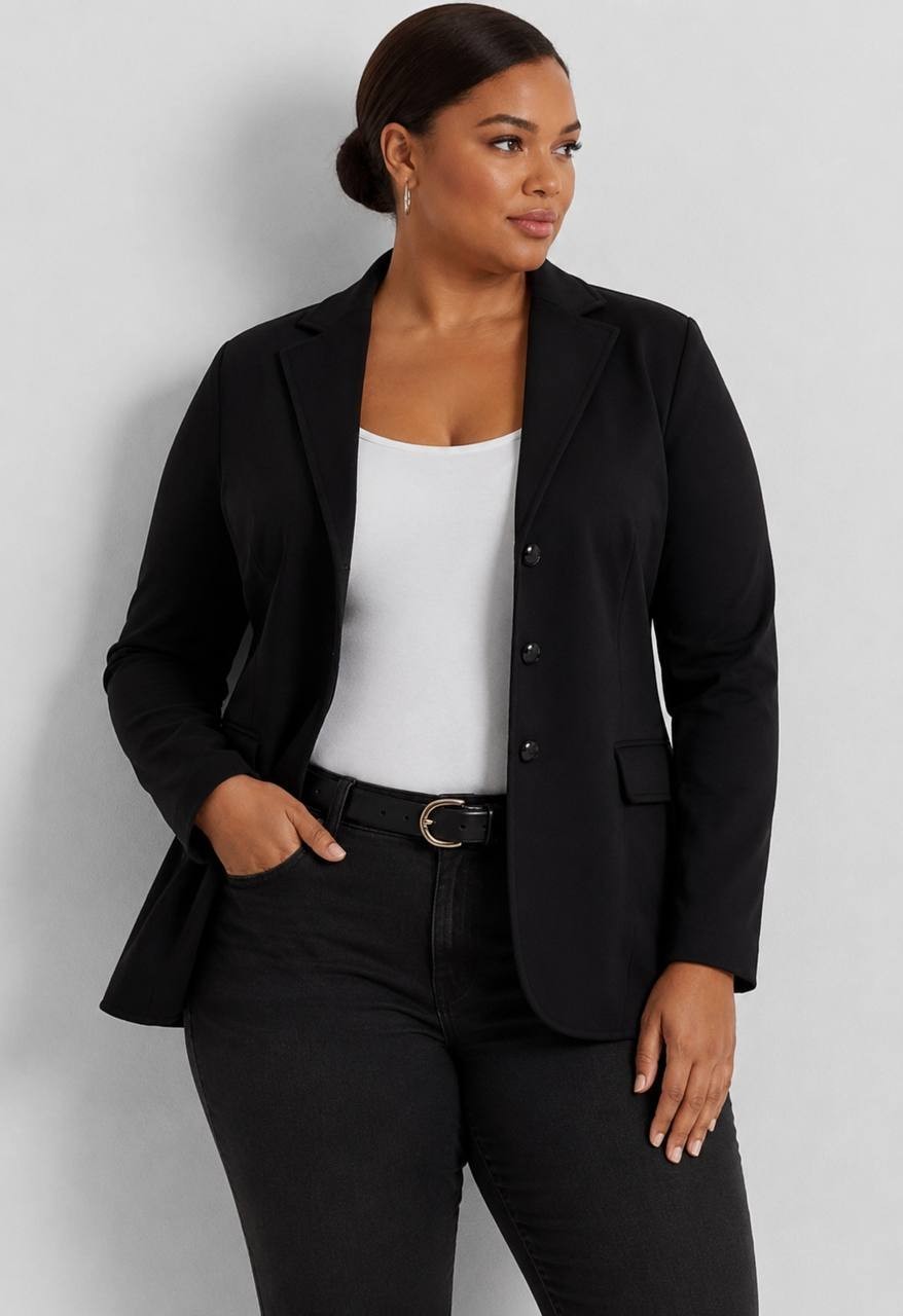 Lauren Ralph Lauren Combed Cotton Blazer Black 1X NWT $225