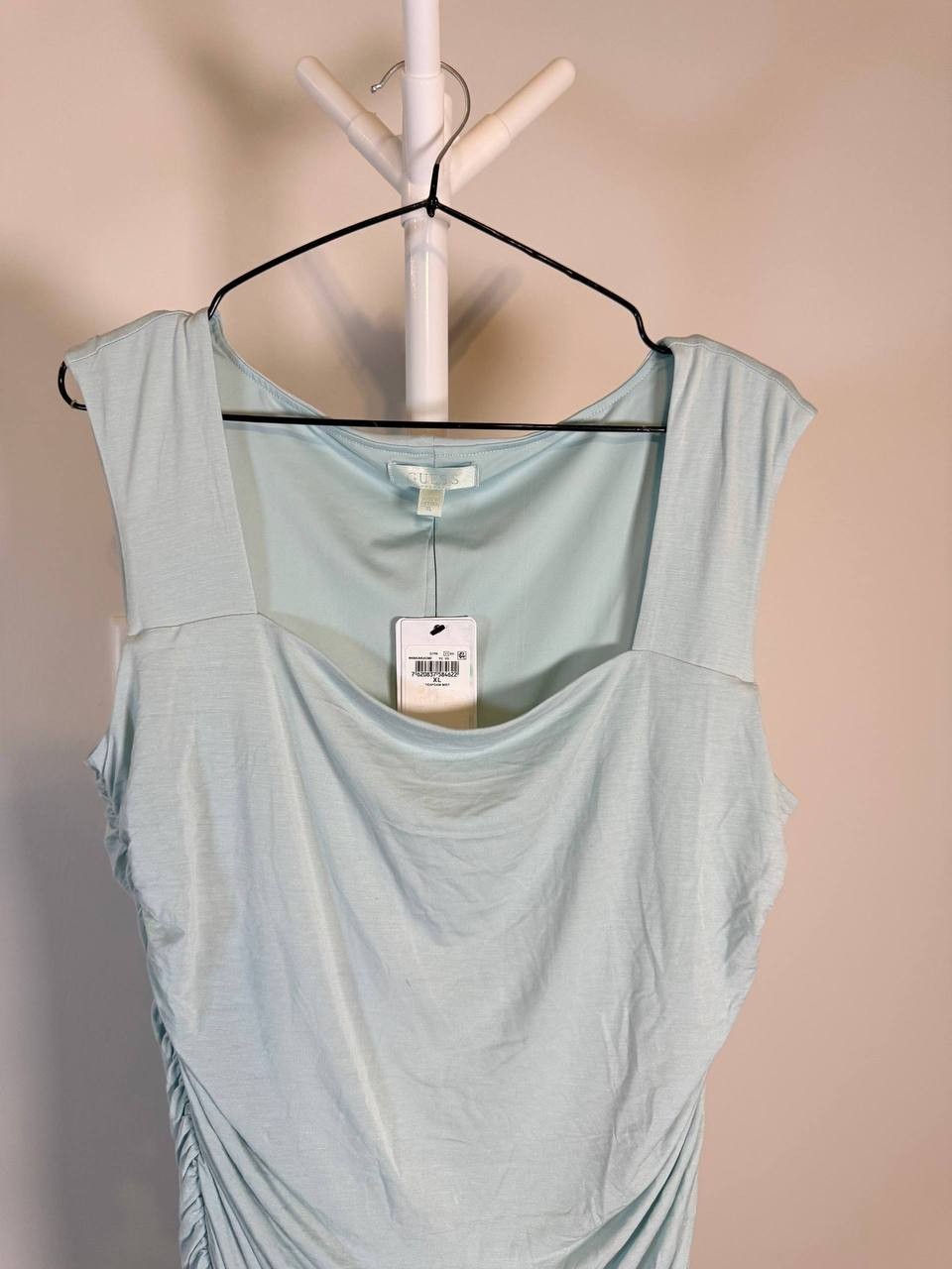 Guess Sleeveless Ruched Bodycon Mini Dress – Light Blue– Size XL – NWT –  $108