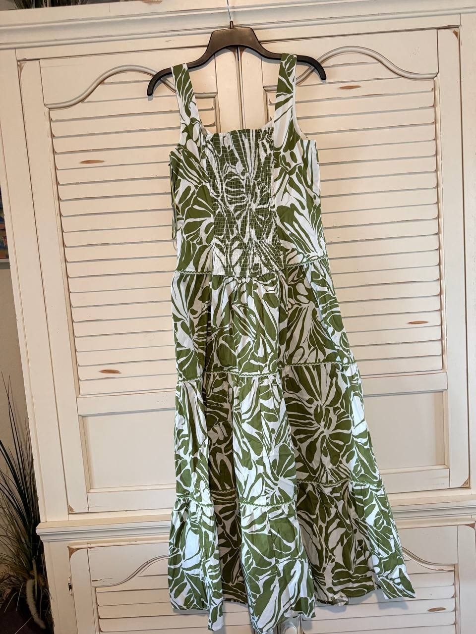 CeCe Cotton-Blend Printed Sleeveless Maxi Dress Wild Sage Size M NWT $119