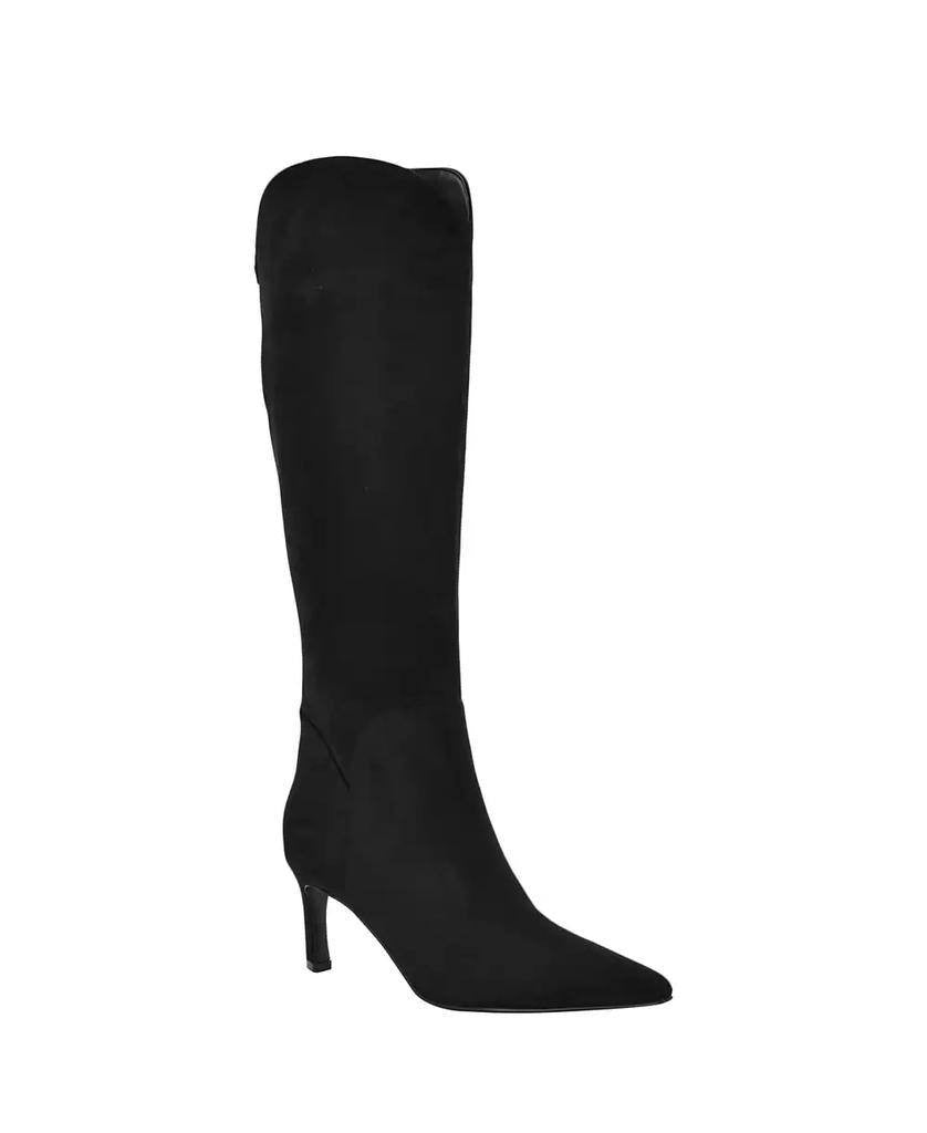 GUESS Palisa Wide Calf Tall Kitten Heel Boots Black 7,5M Suede $179 NWB
