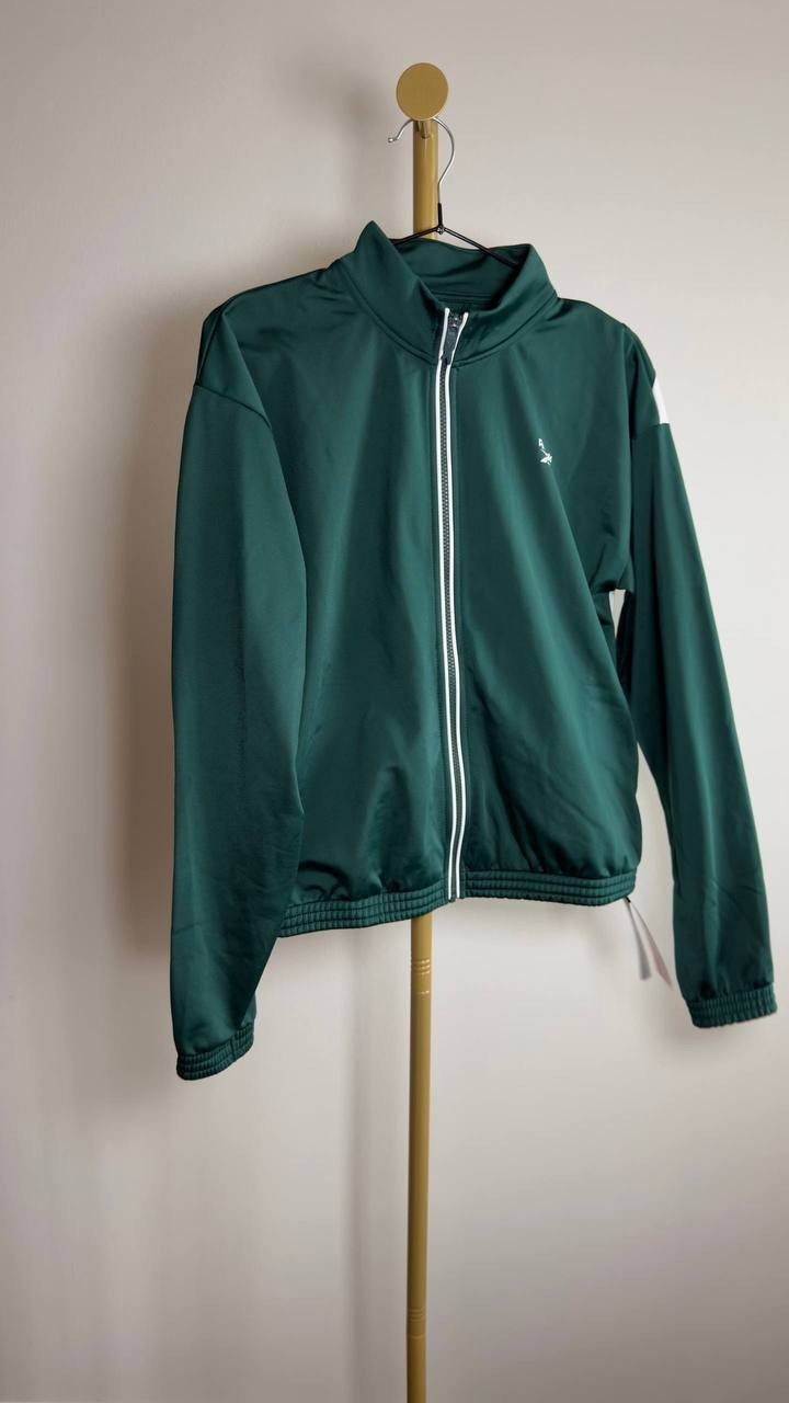 Reebok Women’s Logo Tricot Long‑Sleeve Track Jacket Green M NWT $55