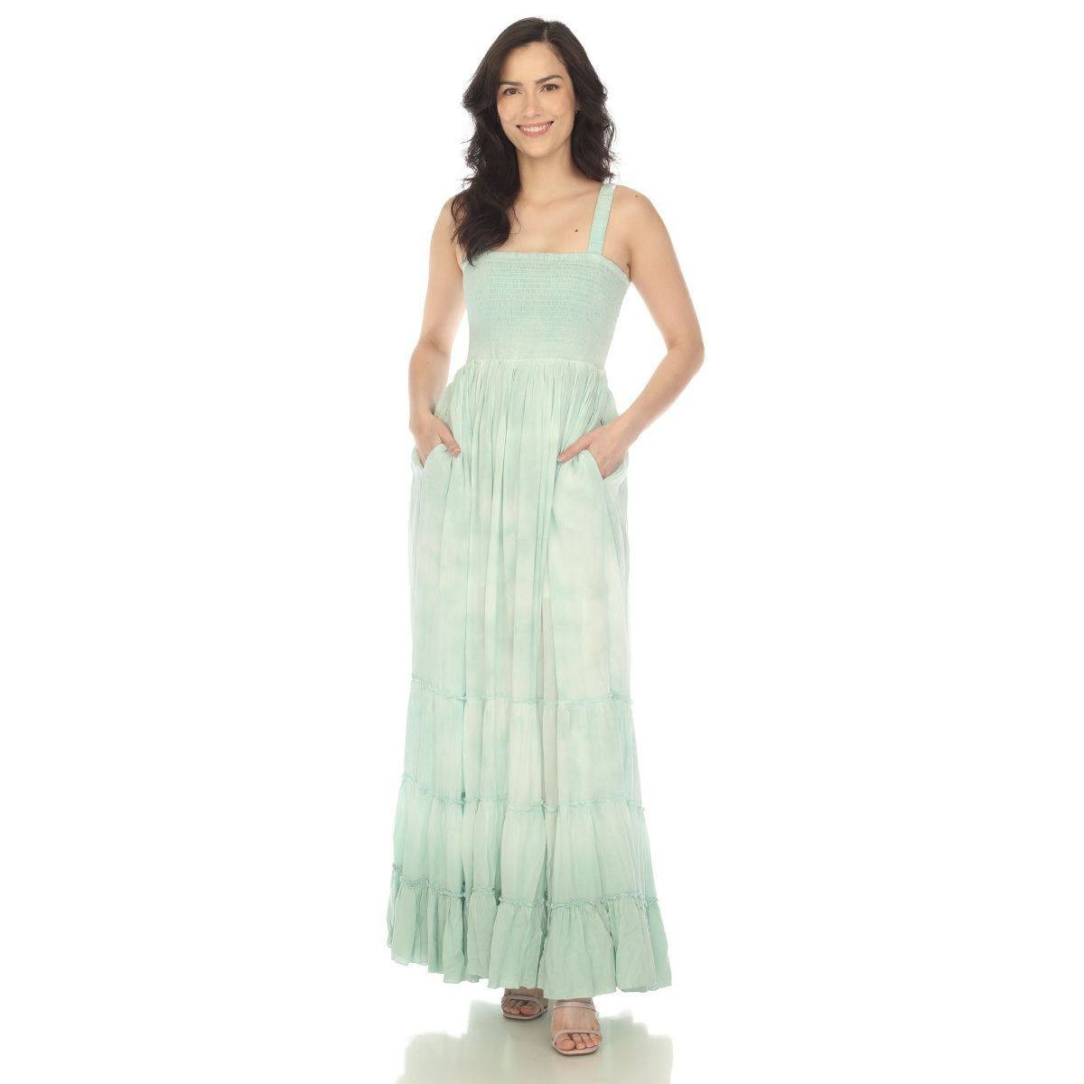 White Mark Square Neck Sleeveless Maxi Sundress Green M NWT $84