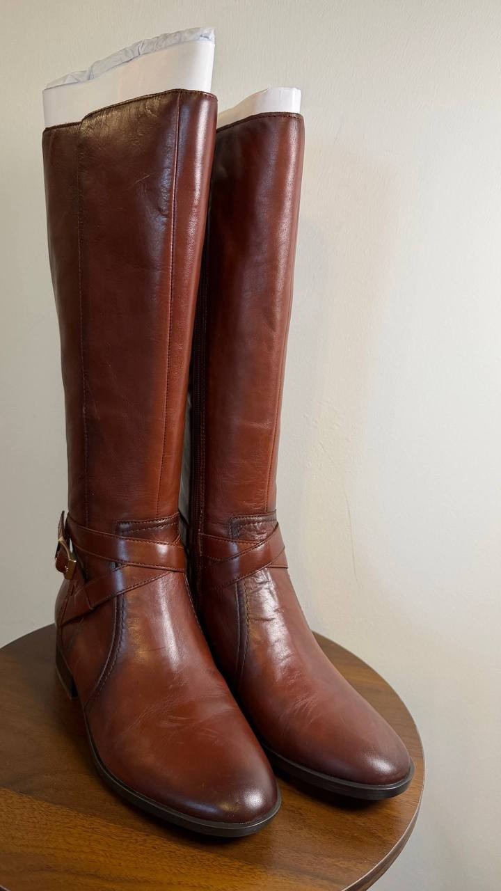 Naturalizer Rena 2 Boots7W Deep Saddle Leather Wide Calf Riding NIB msrp$325