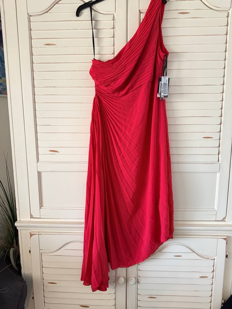 Nicole Miller Pleated One Shoulder Dress Red Size 16 NWT $189 – Elegant Formal
