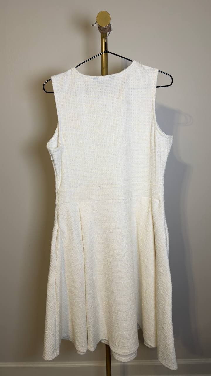 White Mark Women’s Tweed Fit & Flare Dress White L NWT $88