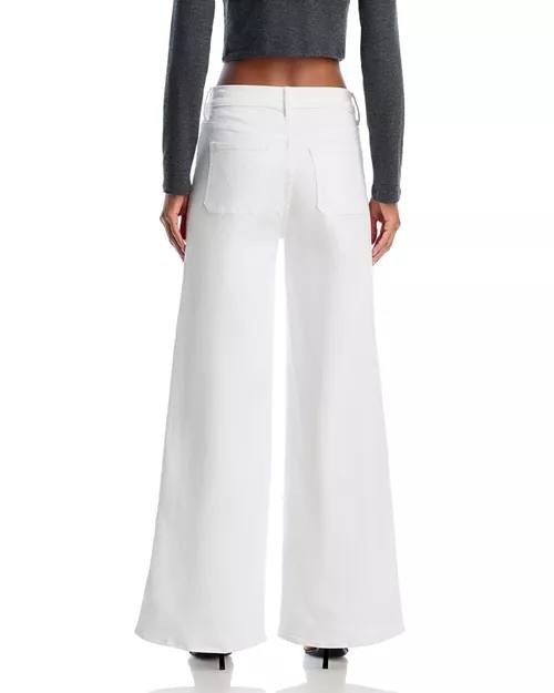 MOTHER High Rise Patch Pocket Wide-Leg Jeans for Women, White, Size 24