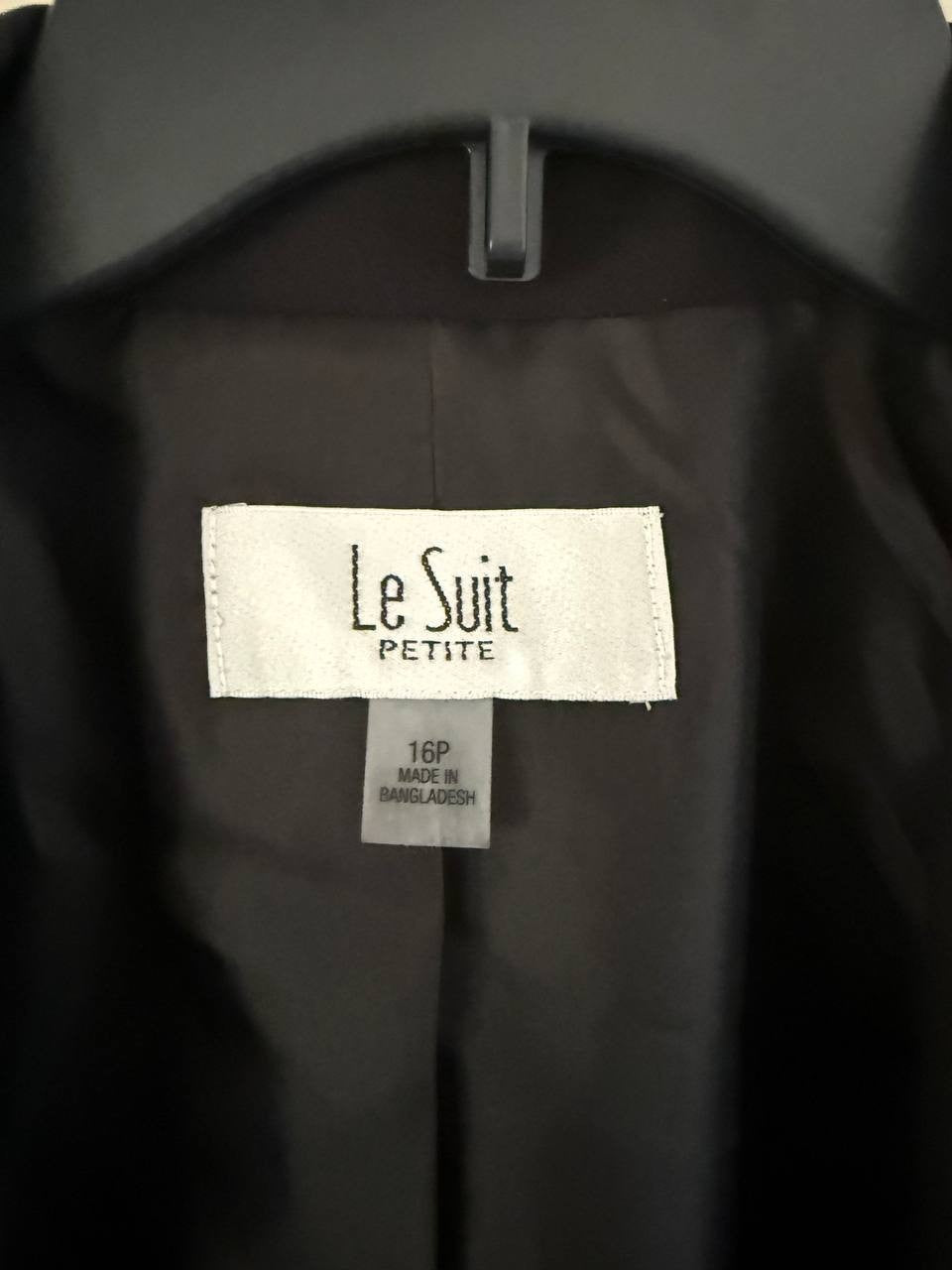 Le Suit Crepe Topper Jacket &amp; Sheath Dress 2-Piece Set Black 16P Petites