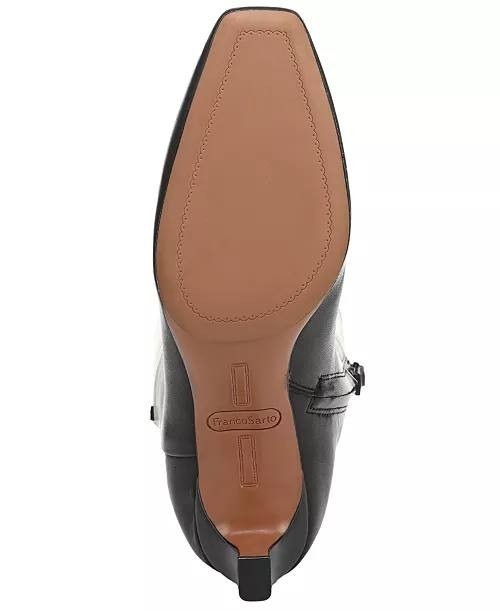 Franco Sarto Timmy Square Toe Zip Tall Boots Black 5.5M Leather $250 NWB