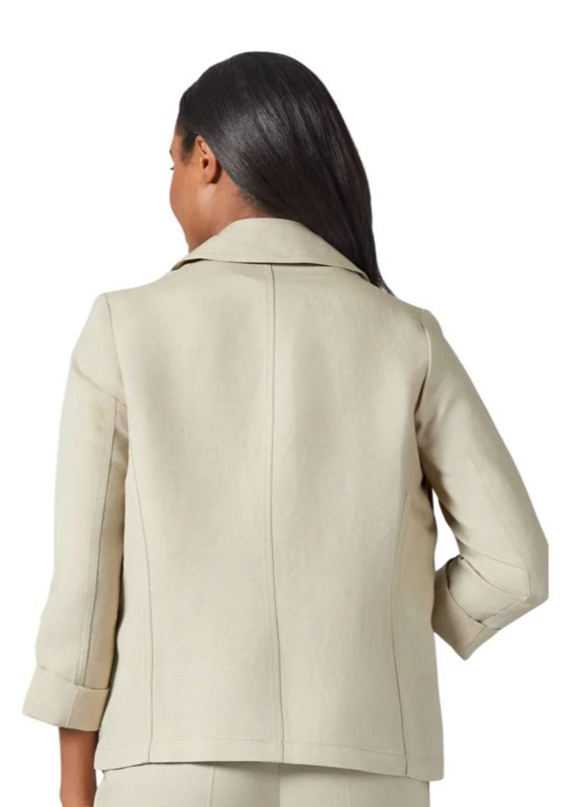 Kasper Petite Linen Seamed Open Jacket – Beige – Size PS – NWT – $139