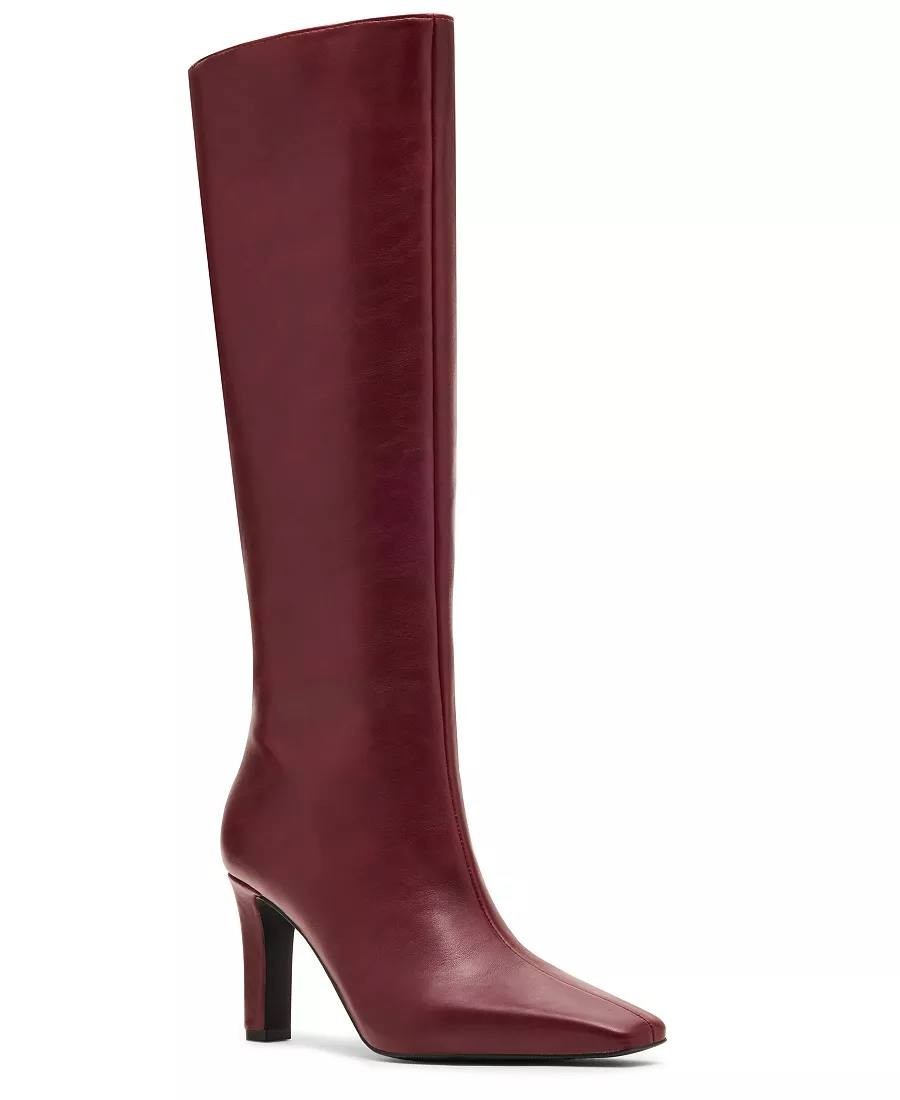 Madden Girl Voyage Boots 6 Bordeaux PU Knee‑High Square Toe Dress NIB msrp$99